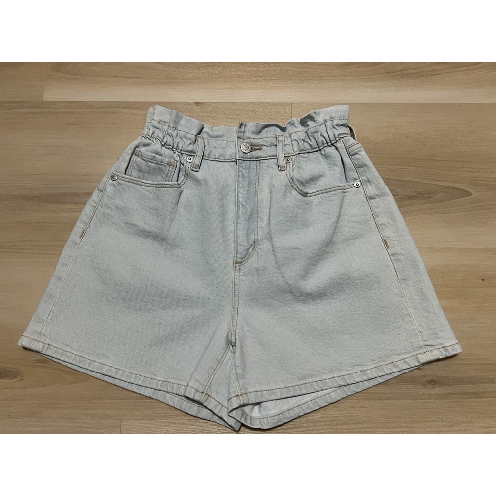 NWT Loft Women's Light Wash Paperbag Elastic Waist Denim Jean Shorts Size 25/0